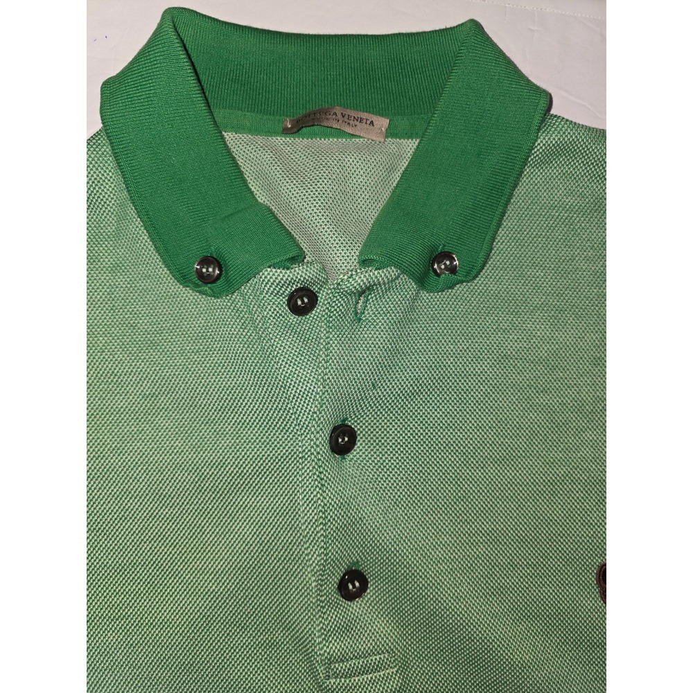 Bottega Veneta Green Cotton Pique Butterfly Logo Polo Shirt Made in Italy Sz 48 - Picture 8 of 9